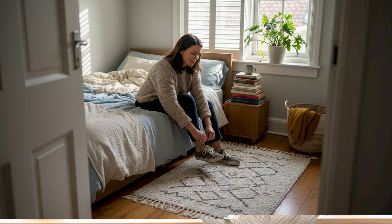 Engineer inspects machined metal parts at worktable