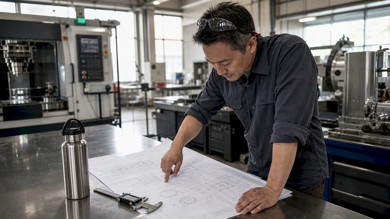Engineer reviewing machining cost estimation documents