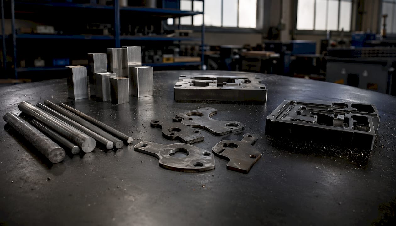 Overhead view of firearm raw materials samples