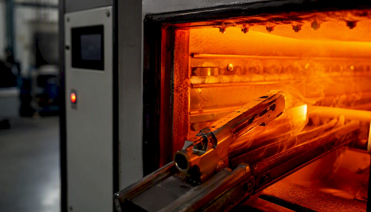 Glowing metal part in carburizing furnace