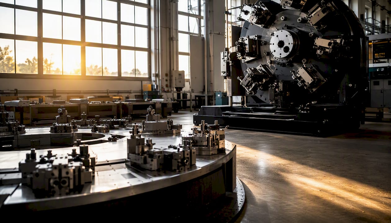 Horizontal and vertical rotary transfer machining setups