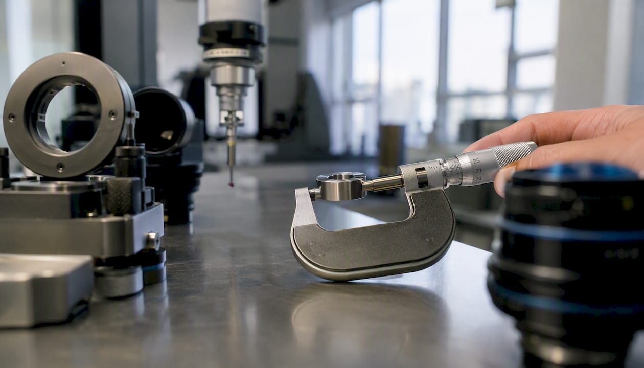 Close-up of precision inspection tools and equipment