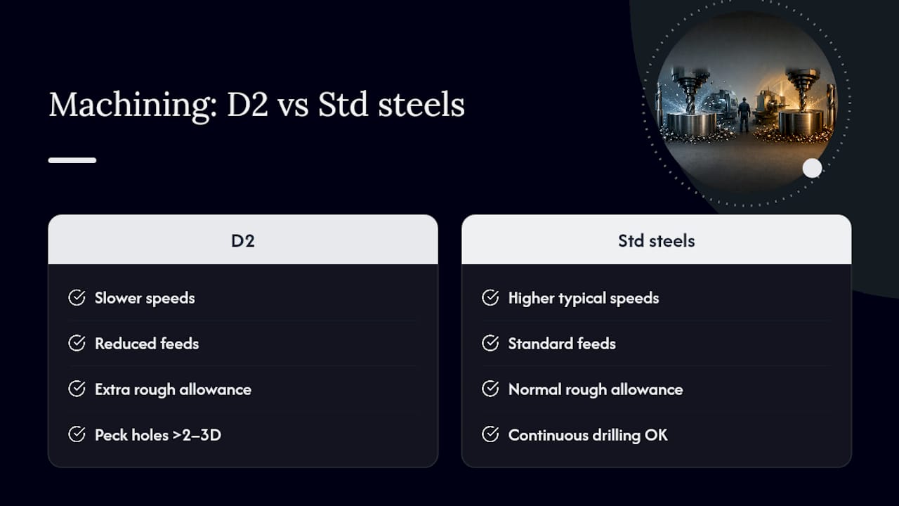 D2 machining speeds and feeds comparison diagram