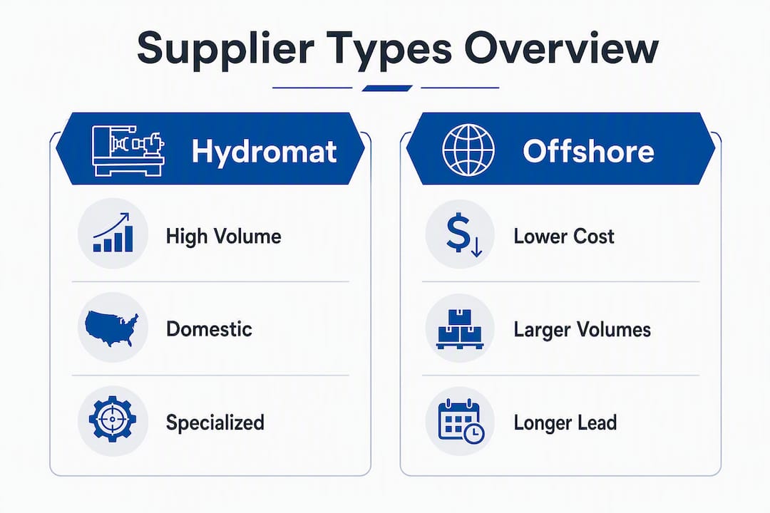 Infographic comparing Hydromat and Offshore suppliers