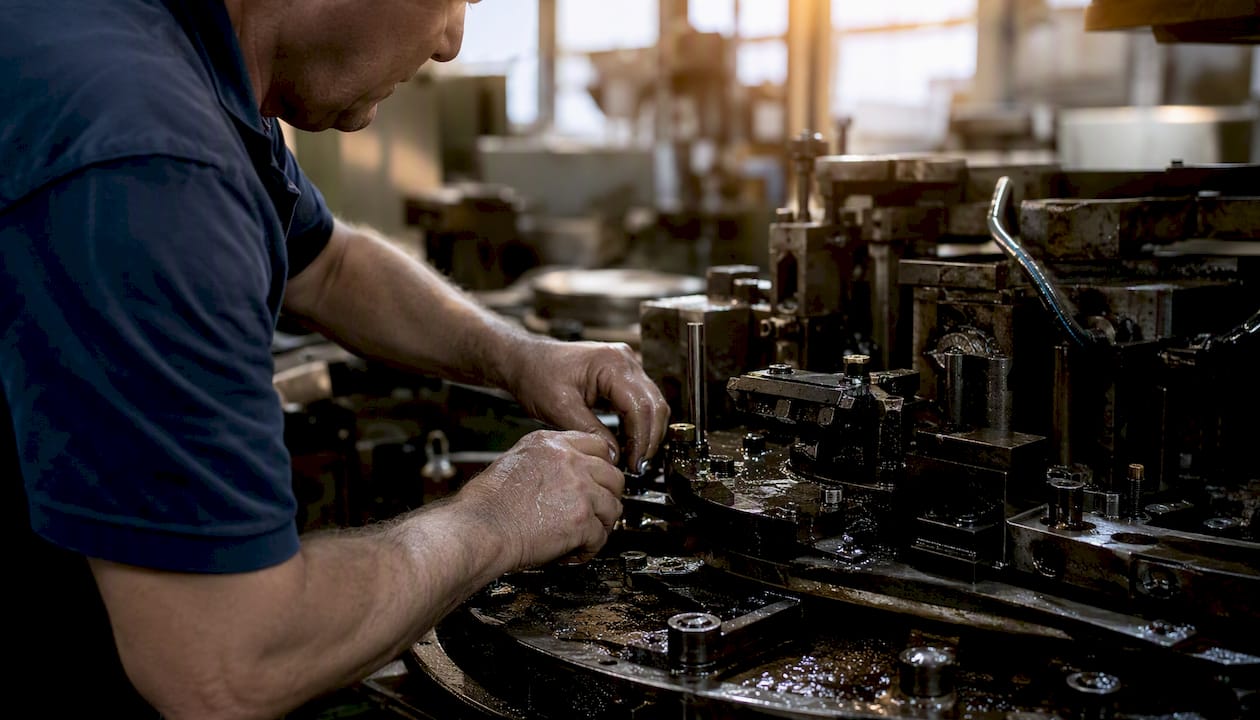 Machinist adjusting Hydromat tooling