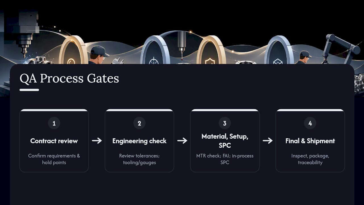 Diagram of seven QA process gates