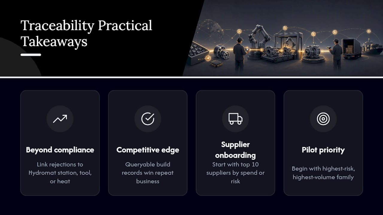An editorial perspective on traceability in contract machining — overview diagram