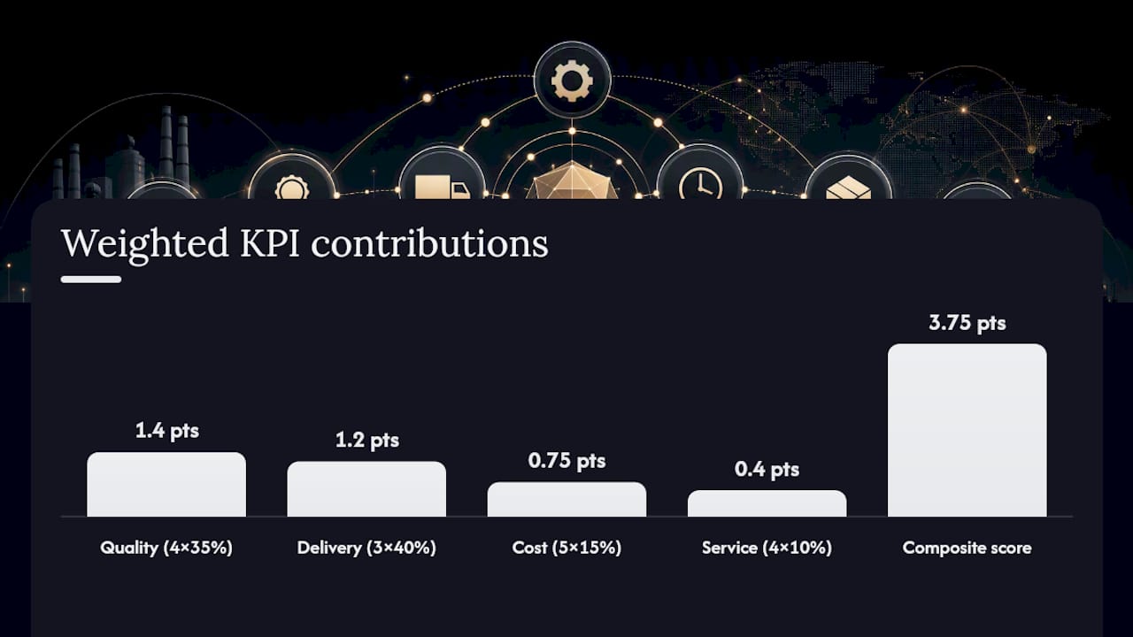 Weighted supplier KPI score calculation