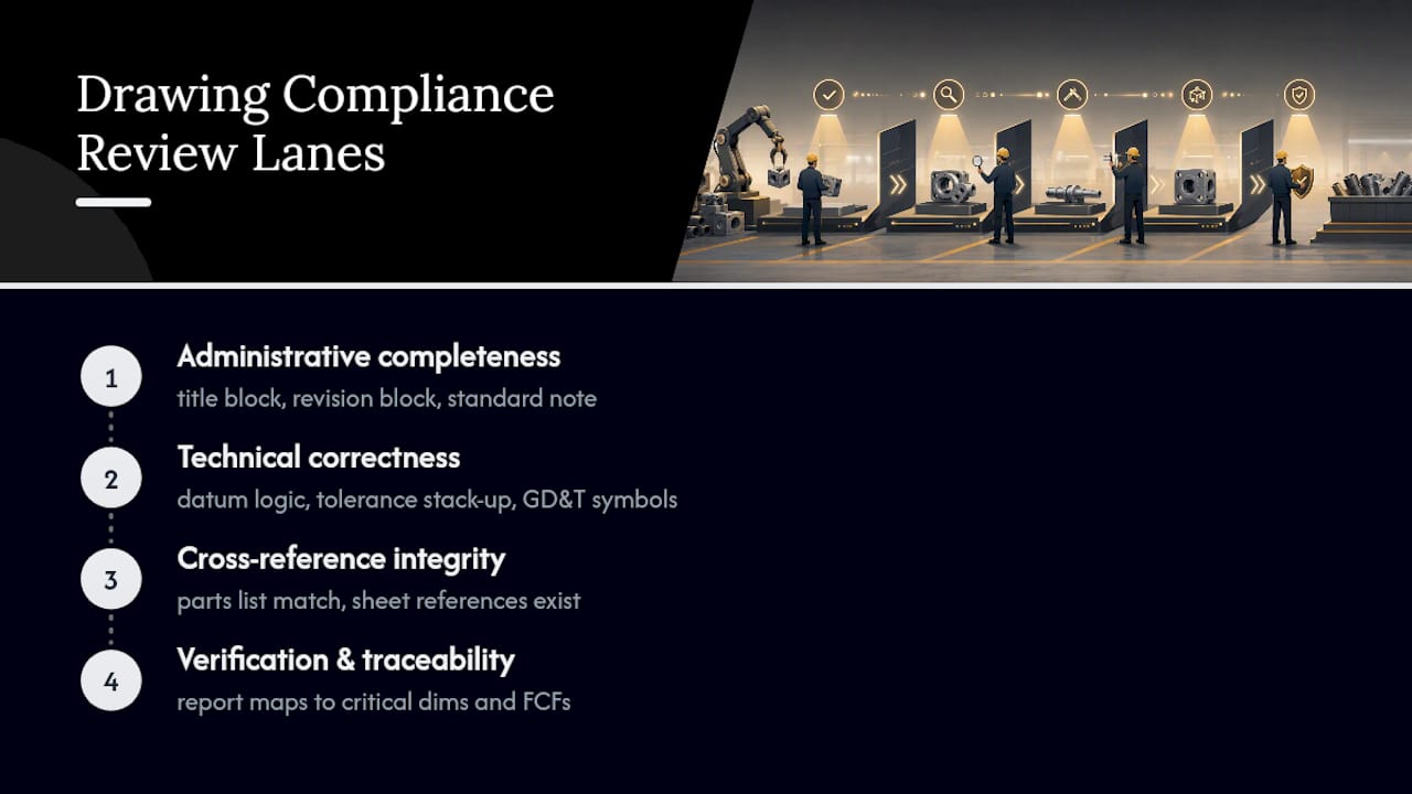 Three-lane drawing compliance review process